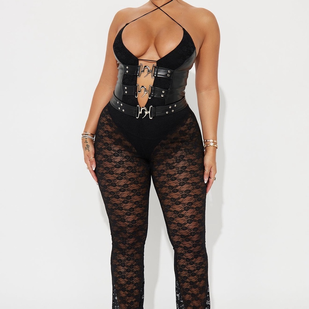 Fashion Nova out on the town  Black Buckle Detail jumpsuit